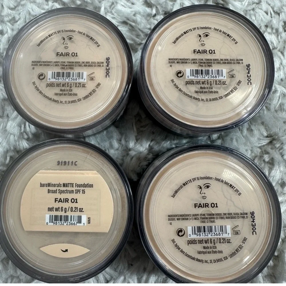 bareMinerals Matte Foundation SPF 15 Fair 01 Loose Powder Makeup 4 Pack